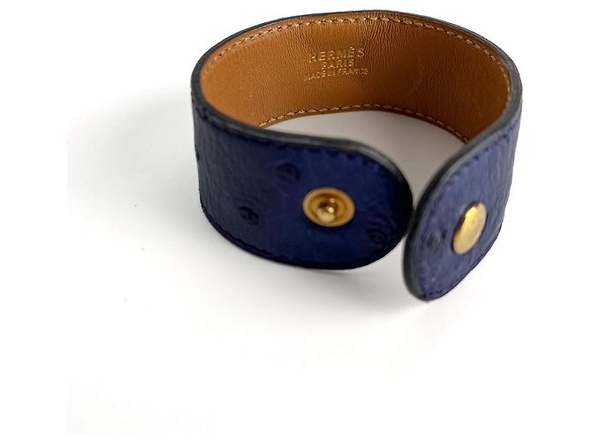 Hermès Bracciale in pelle esotica Medor 16 cm Blu - vista 6