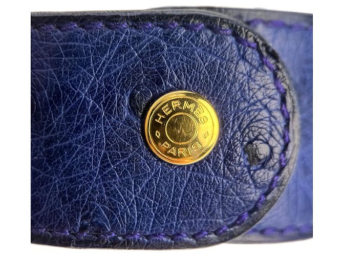 Hermès Bracciale in pelle esotica Medor 16 cm Blu - vista 8