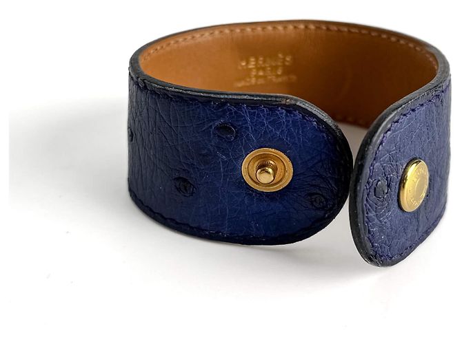 Hermès Bracciale in pelle esotica Medor 16 cm Blu - vista 9