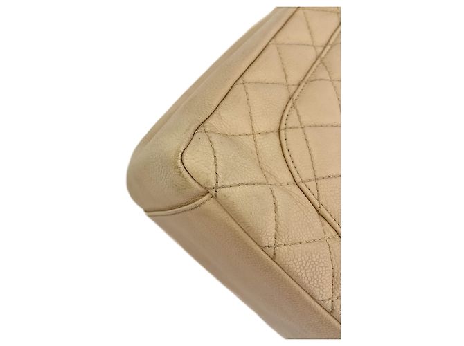 Timeless Chanel Borsa shopper in pelle caviar trapuntata beige GST - vista 10
