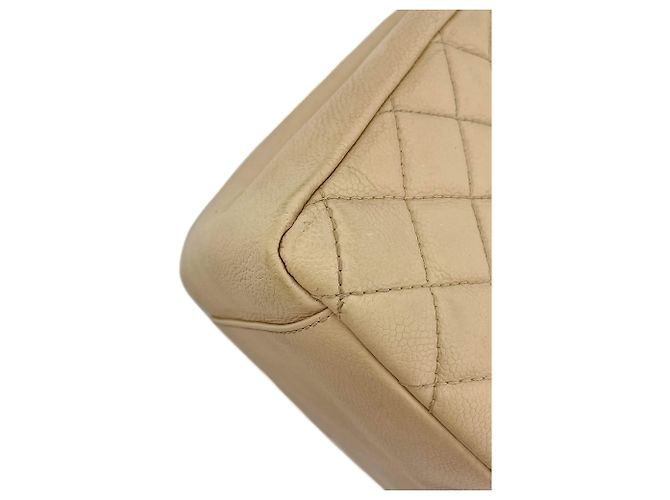 Timeless Chanel Borsa shopper in pelle caviar trapuntata beige GST - vista 8