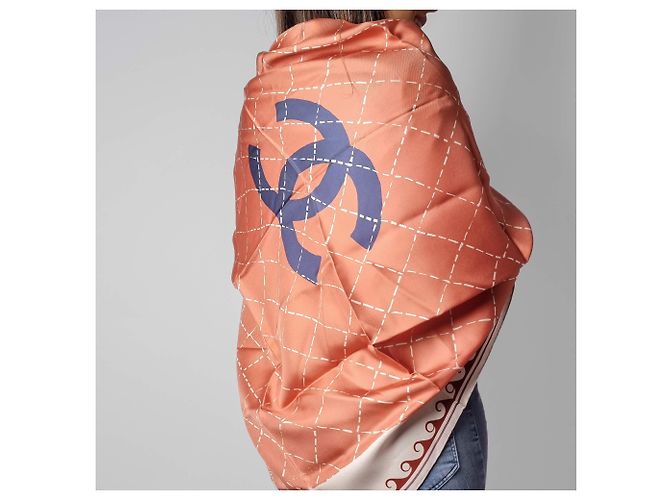Chanel CC Seidenschal Staubrosa - Ansicht 2
