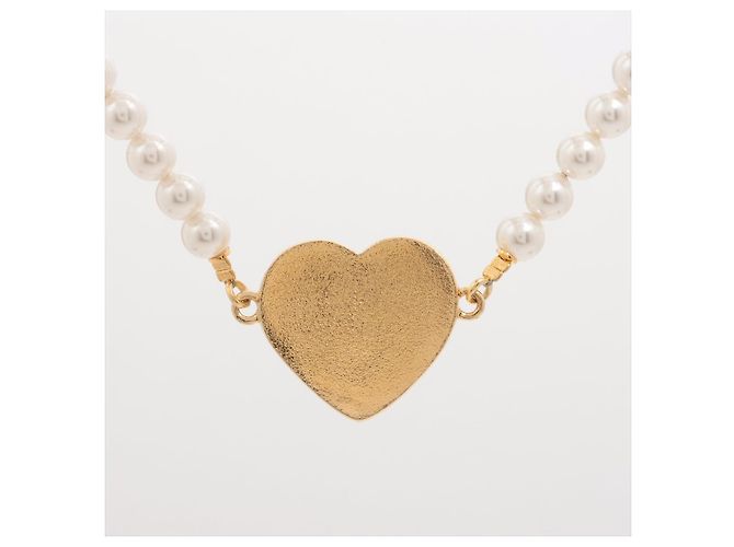 Timeless Chanel Collana in metallo CC cuore e perle dorate D'oro - vista 3