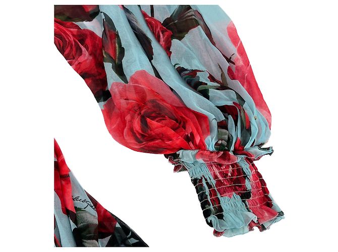 Dolce & Gabbana Abito Mini in Seta con Fiori 40 Multicolore - vista 11
