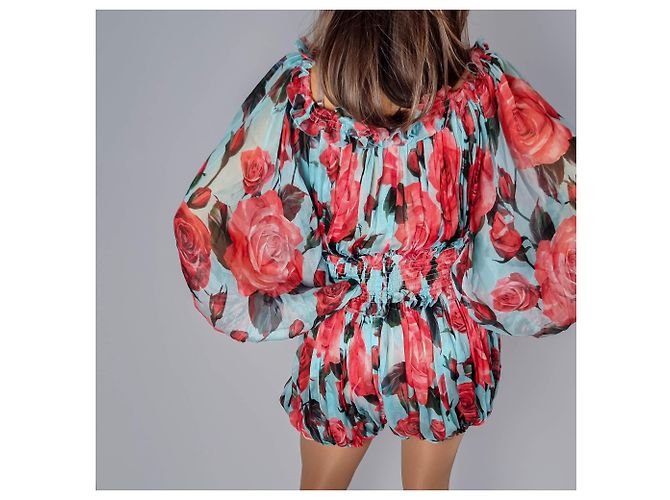 Dolce & Gabbana Abito Mini in Seta con Fiori 40 Multicolore - vista 4