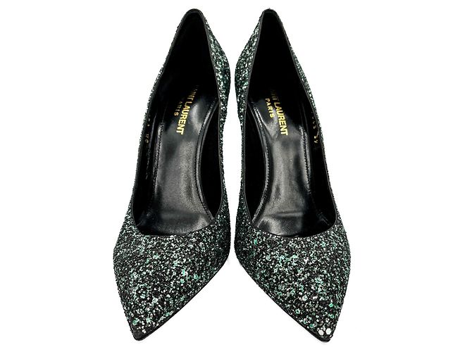Saint Laurent Pumps in pelle e glitter 39 Nero - vista 5