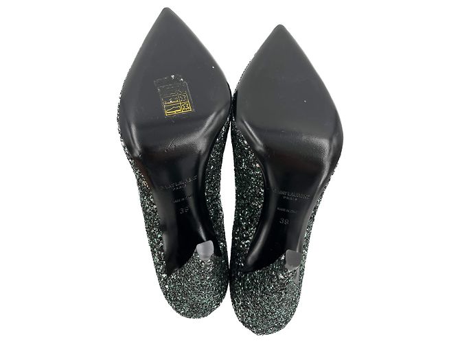 Saint Laurent Pumps in pelle e glitter 39 Nero - vista 8