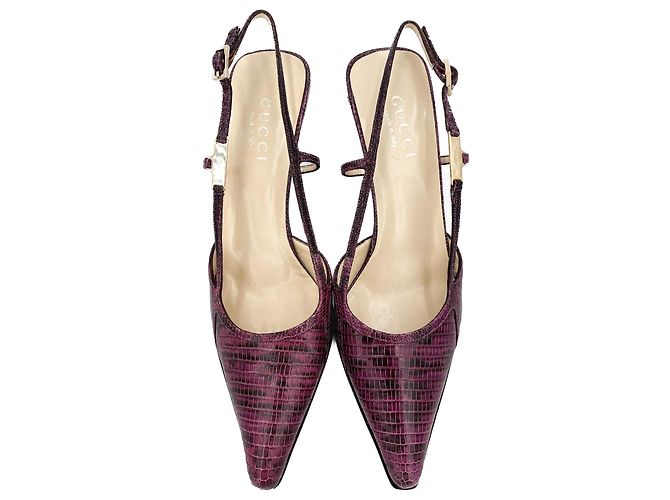 Gucci High Heel Mule Leather 38 1/2 Prune - view 4