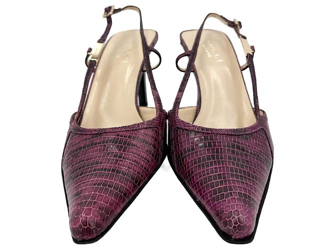 Gucci High Heel Mule Leather 38 1/2 Prune - view 5