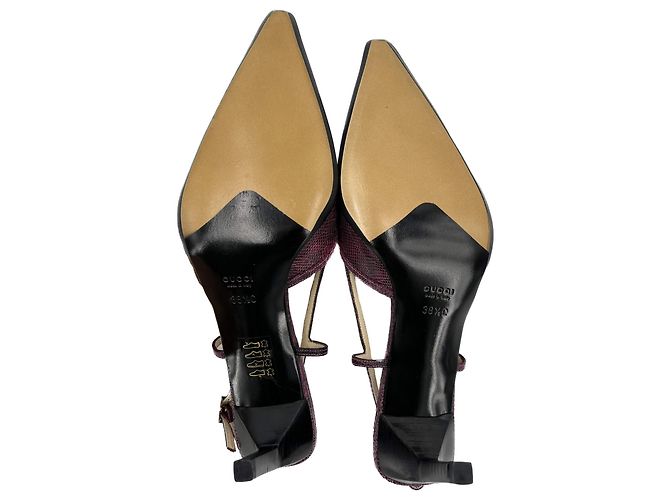 Gucci High Heel Mule Leather 38 1/2 Prune - view 6