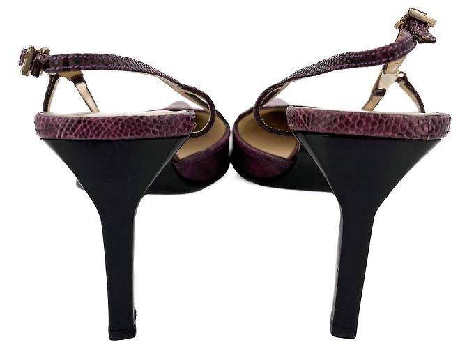 Gucci High Heel Mule Leather 38 1/2 Prune - view 7