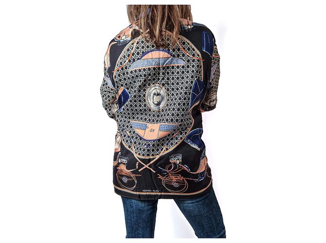 Hermès Giacca reversibile in seta pronta da indossare blu navy - vista 2