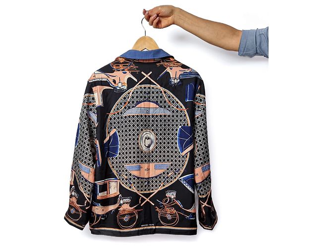 Hermès Giacca reversibile in seta pronta da indossare blu navy - vista 5