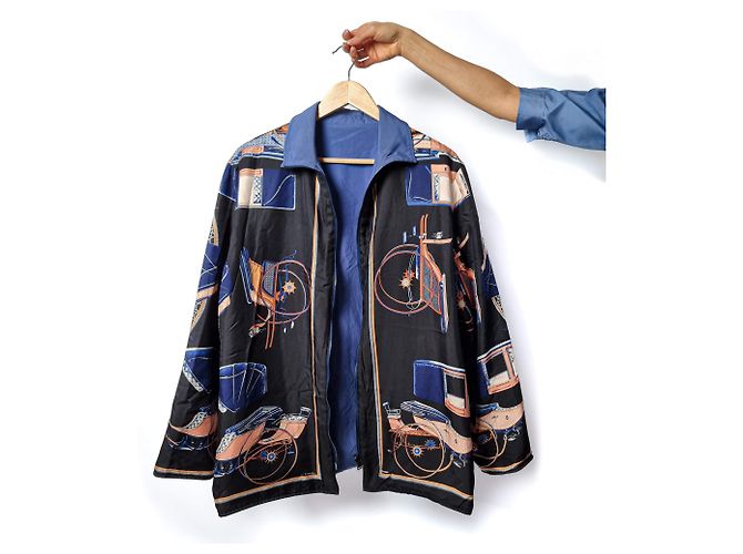 Hermès Giacca reversibile in seta pronta da indossare blu navy - vista 6