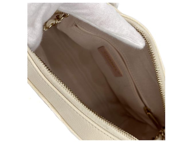 Chanel Borsa a tracolla in pelle caviar Off-White Bianco sporco - vista 12