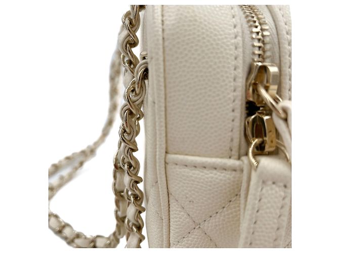 Chanel Borsa a tracolla in pelle caviar Off-White Bianco sporco - vista 15