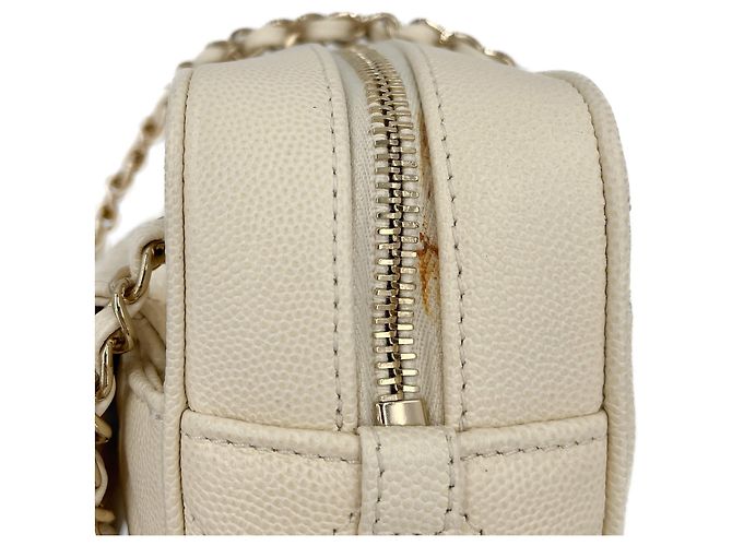Chanel Borsa a tracolla in pelle caviar Off-White Bianco sporco - vista 16