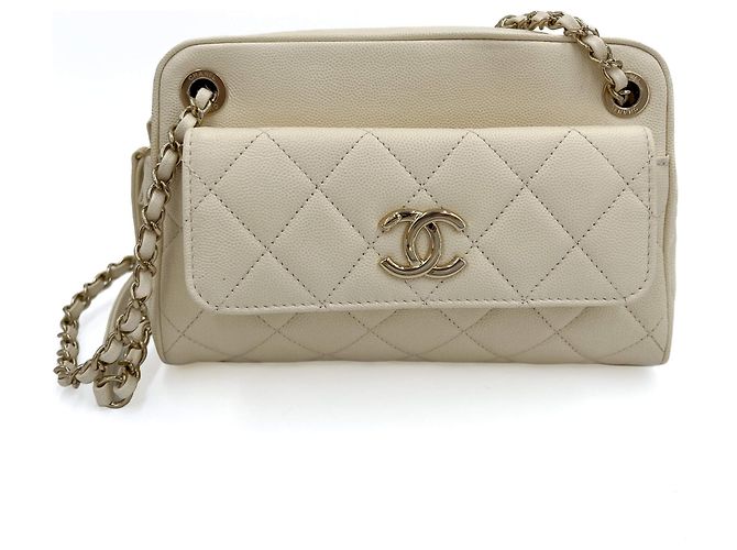 Chanel Borsa a tracolla in pelle caviar Off-White Bianco sporco - vista 5