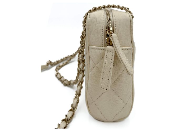 Chanel Borsa a tracolla in pelle caviar Off-White Bianco sporco - vista 8