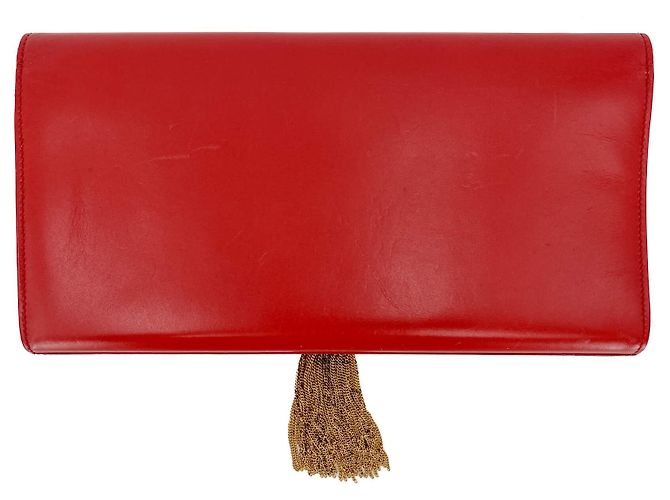 Saint Laurent Clutch in pelle Kate con patta rossa Rosso - vista 4