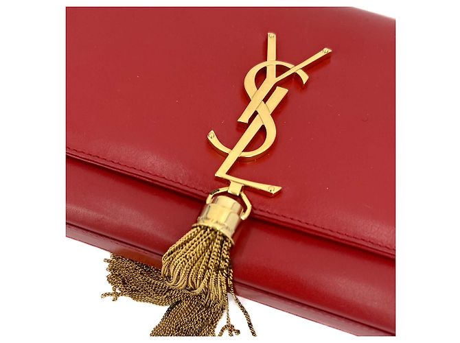 Saint Laurent Clutch in pelle Kate con patta rossa Rosso - vista 5
