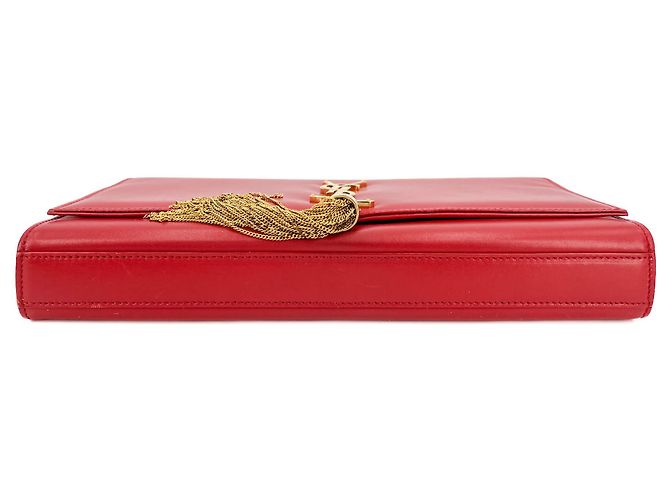 Saint Laurent Clutch in pelle Kate con patta rossa Rosso - vista 7