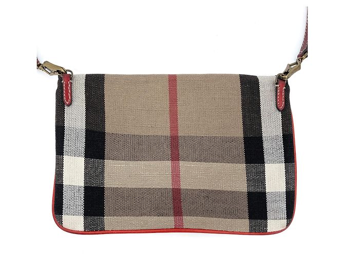Burberry Borsa a tracolla in tela a quadri beige Archive Rosso - vista 6