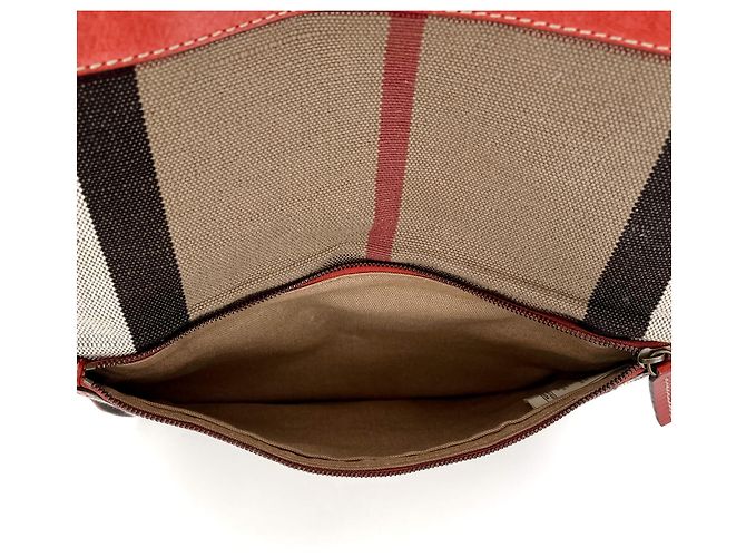 Burberry Borsa a tracolla in tela a quadri beige Archive Rosso - vista 8