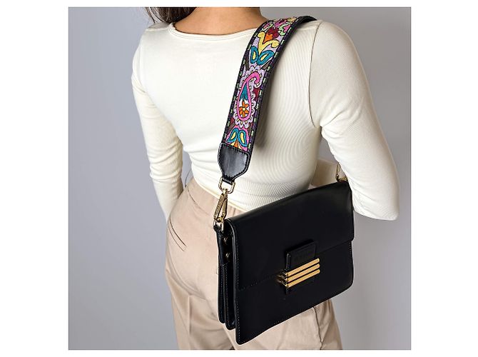 Etro Borsa a spalla in pelle arcobaleno nera Nero - vista 3