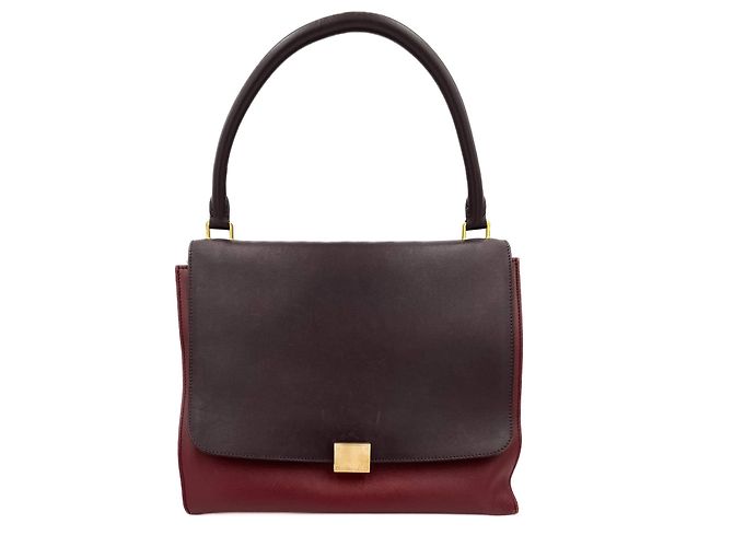Céline Trapeze Große Leder-Handtasche in Trikolore Bordeaux - Ansicht 3
