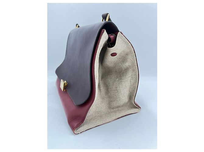 Céline Trapeze Große Leder-Handtasche in Trikolore Bordeaux - Ansicht 5