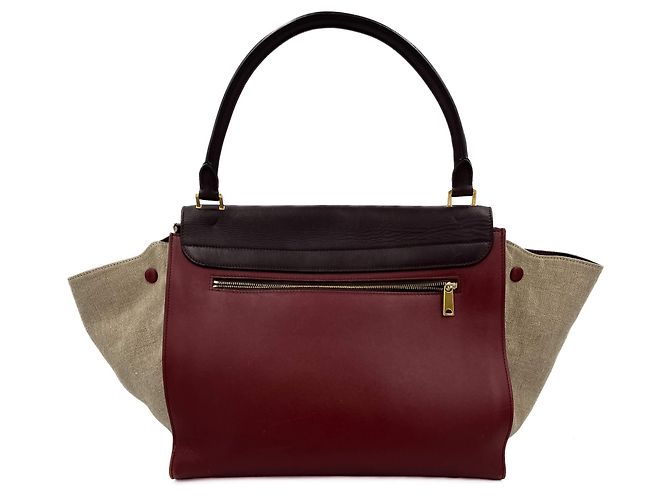 Céline Trapeze Große Leder-Handtasche in Trikolore Bordeaux - Ansicht 6