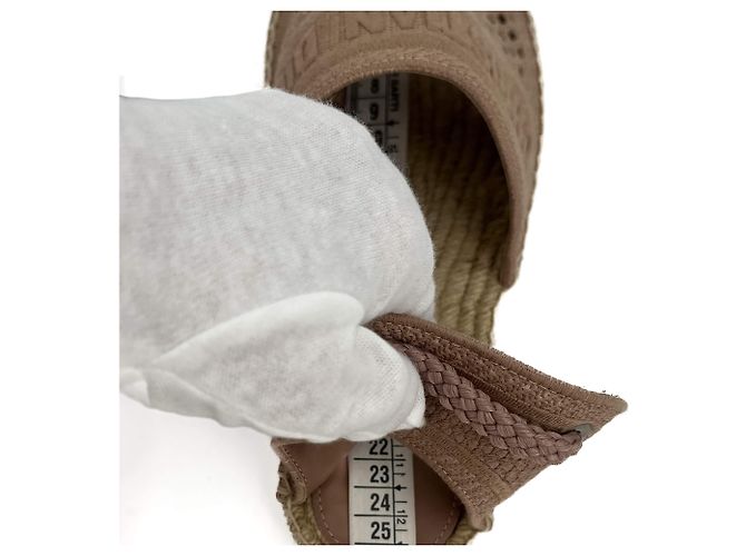 Dior Sandali espadrilles ricamati in tela 40 rosa polveroso - vista 10