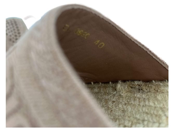 Dior Sandali espadrilles ricamati in tela 40 rosa polveroso - vista 11