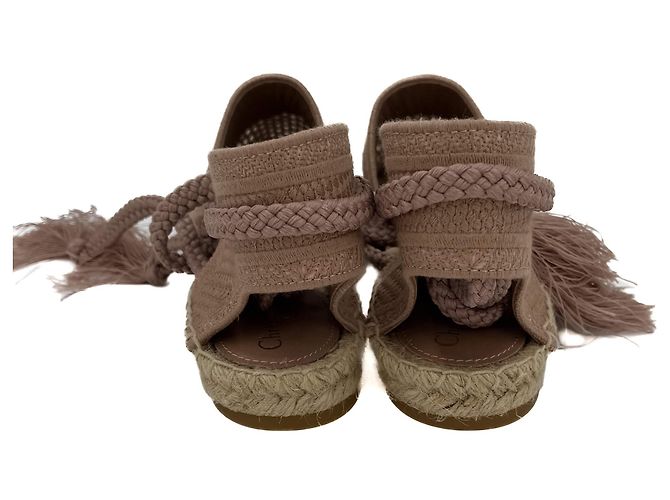 Dior Sandali espadrilles ricamati in tela 40 rosa polveroso - vista 6