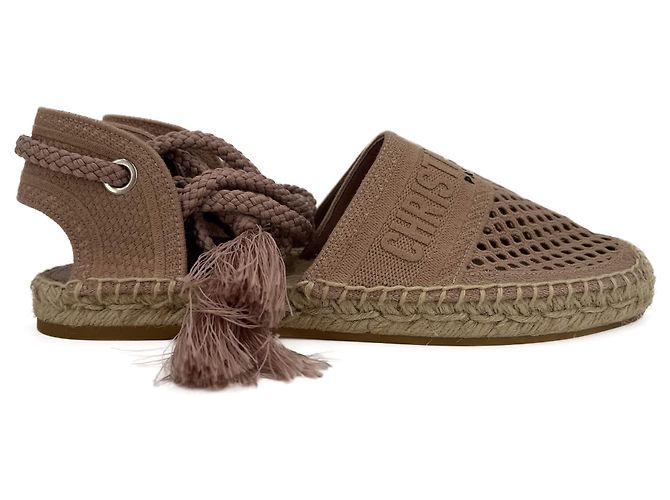 Dior Sandali espadrilles ricamati in tela 40 rosa polveroso - vista 7