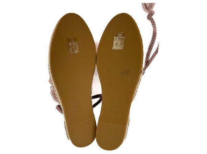 Dior Sandali espadrilles ricamati in tela 40 rosa polveroso - vista 8
