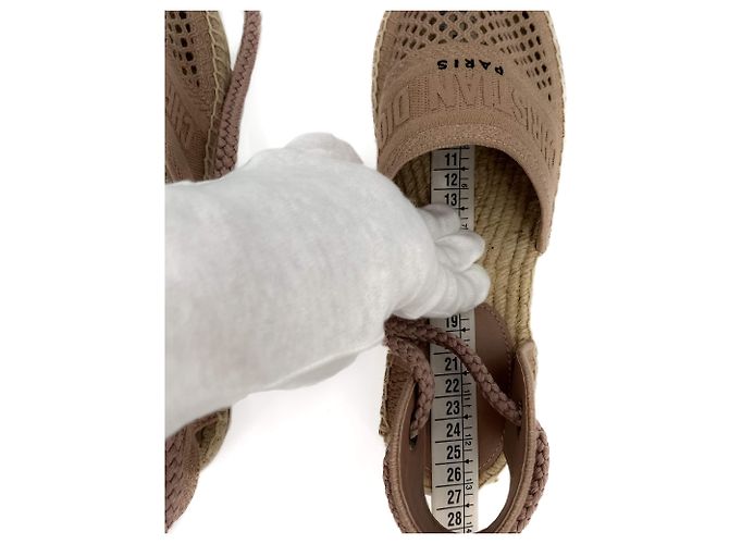 Dior Sandali espadrilles ricamati in tela 40 rosa polveroso - vista 9