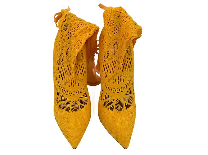 Casadei Botas de tacón alto de tela 41 Amarillo - vista 3