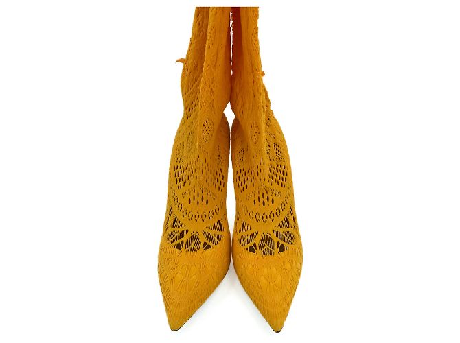 Casadei Botas de tacón alto de tela 41 Amarillo - vista 4
