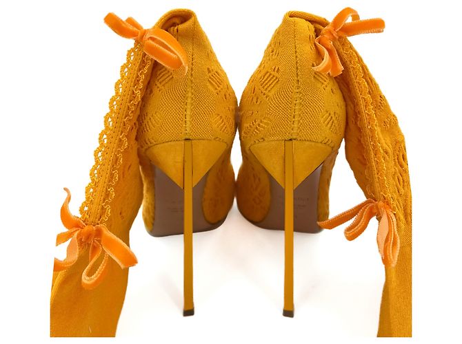 Casadei Botas de tacón alto de tela 41 Amarillo - vista 5