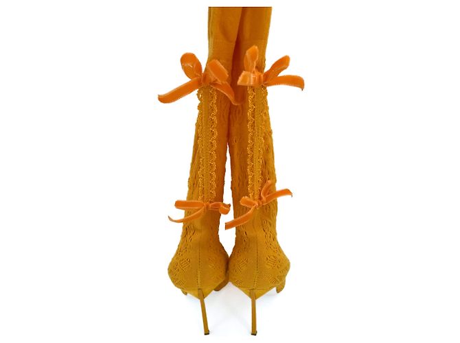 Casadei Botas de tacón alto de tela 41 Amarillo - vista 6