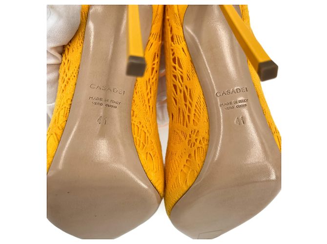 Casadei Botas de tacón alto de tela 41 Amarillo - vista 7