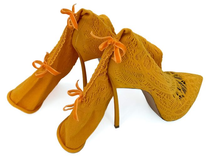 Casadei Botas de tacón alto de tela 41 Amarillo - vista 8