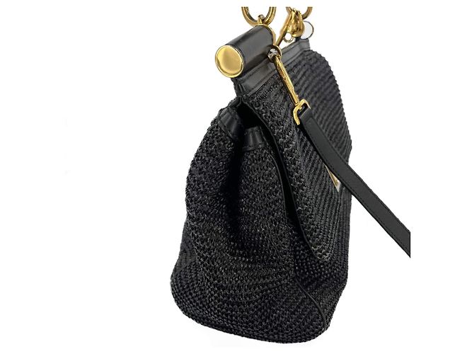 Sicily Dolce & Gabbana Borsa a mano in rafia extra large con manico nero Sicilia - vista 4