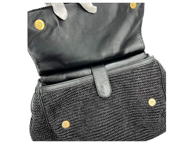 Sicily Dolce & Gabbana Borsa a mano in rafia extra large con manico nero Sicilia - vista 9