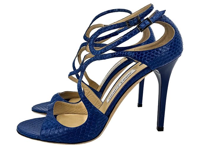 Jimmy Choo Sandali in pelle esotica Lance 40 Tacco 10 cm Blu - vista 2