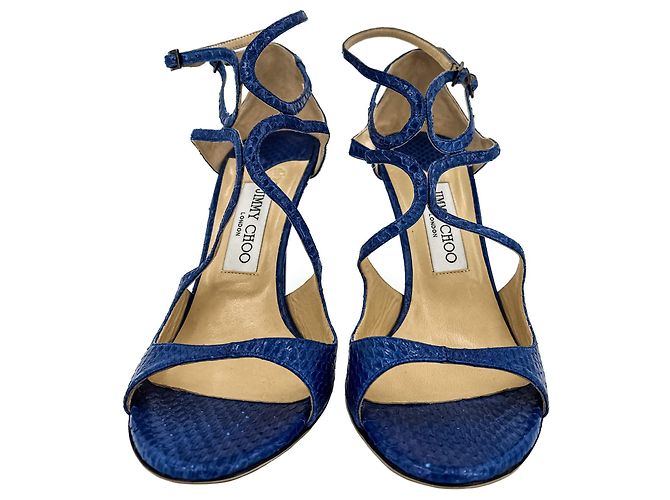 Jimmy Choo Sandali in pelle esotica Lance 40 Tacco 10 cm Blu - vista 3