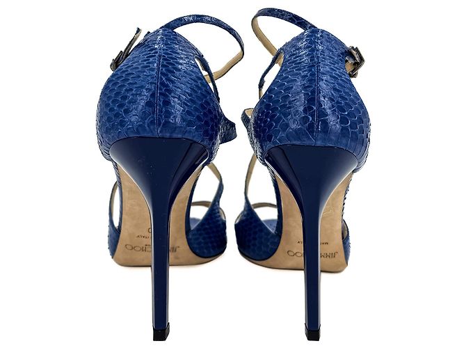 Jimmy Choo Sandali in pelle esotica Lance 40 Tacco 10 cm Blu - vista 6