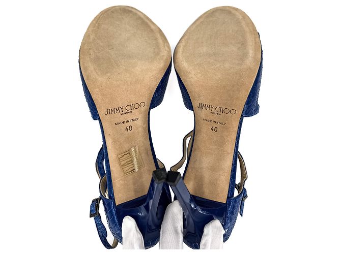 Jimmy Choo Sandali in pelle esotica Lance 40 Tacco 10 cm Blu - vista 7